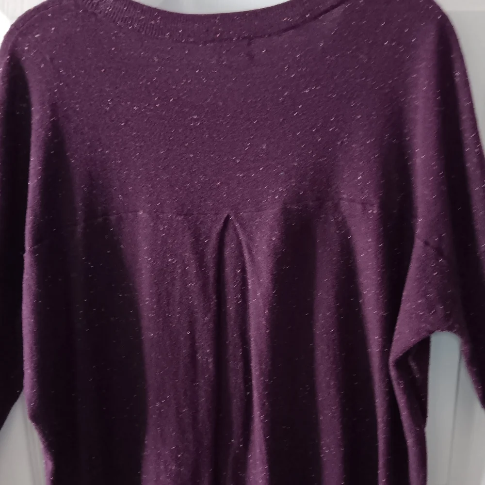 Caslon Womens Speckled Crewneck Pleat Back Sweater - Picture 7 of 9